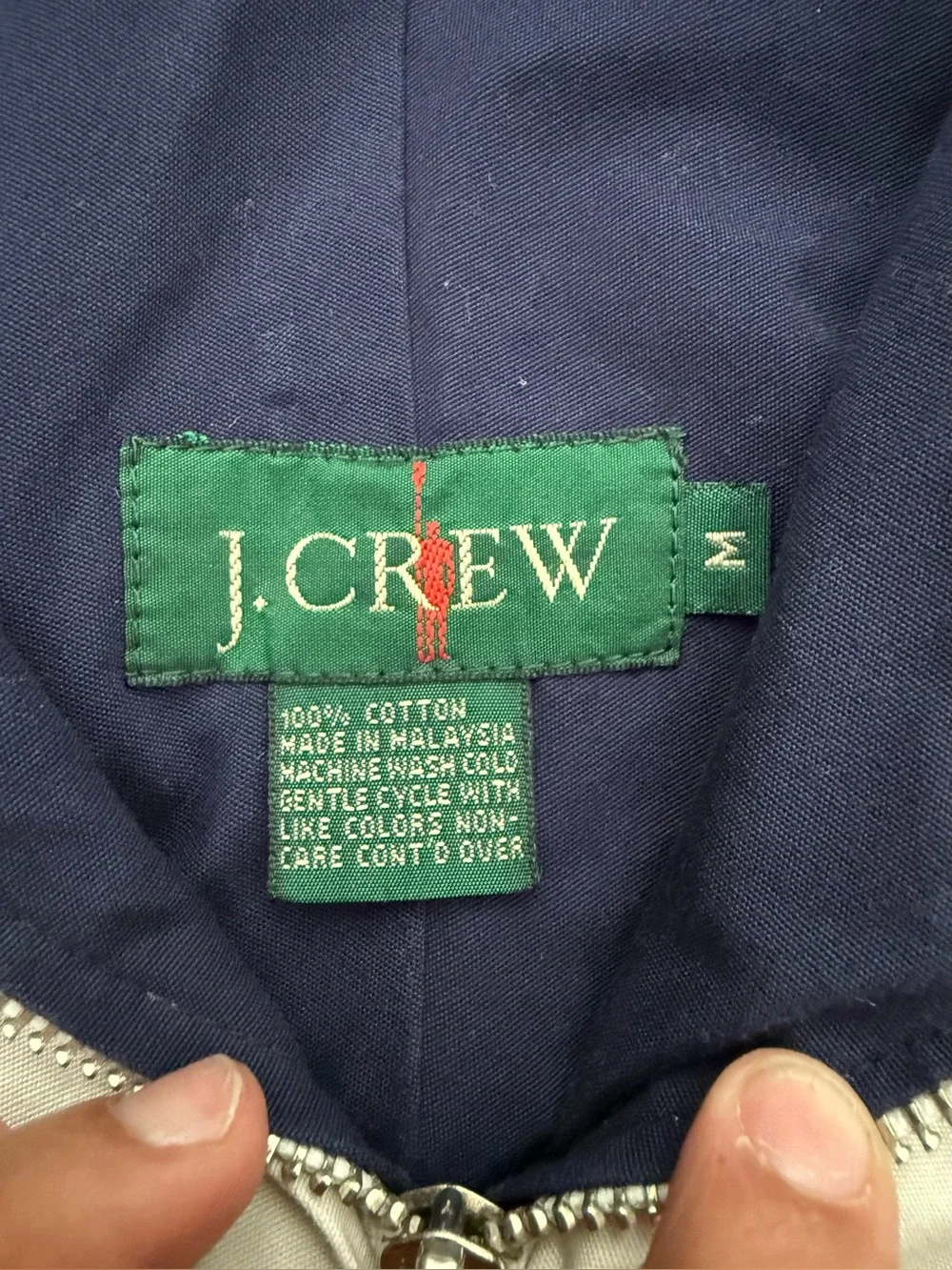 Vintage 1980's 1990’s J.Crew Two-Tone Anorak Parka Pullover Size M Blue White